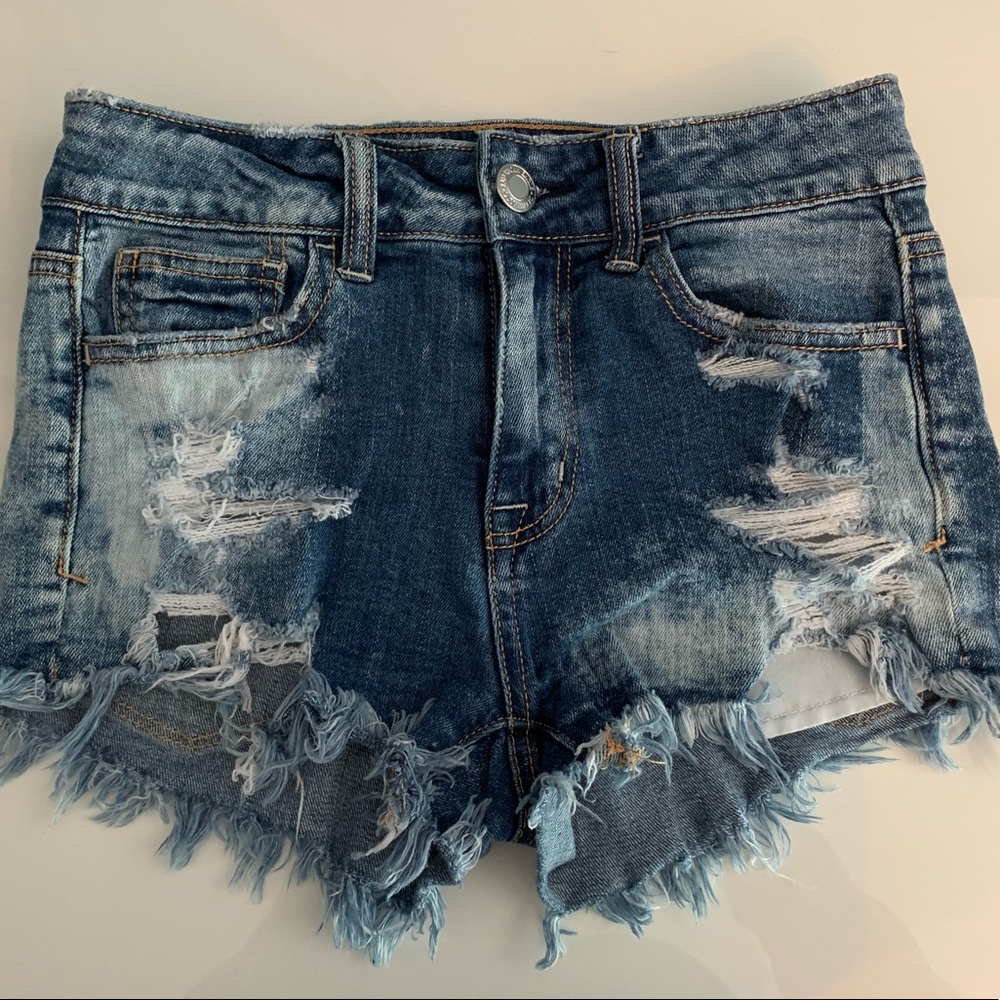 American Eagle Distressed Acid Washed Denim Shorts
